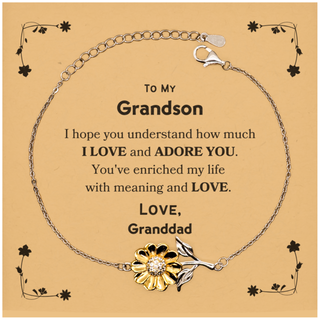 To My Grandson Sunflower Bracelet, Sentimental Gifts for Grandson from Granddad, Christmas Birthday Graduation Gifts for Grandson I hope you understand how much I love and adore you. Love, Granddad