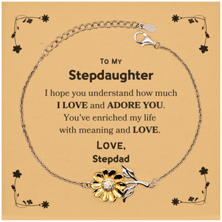 To My Stepdaughter Sunflower Bracelet, Sentimental Gifts for Stepdaughter from Stepdad, Christmas Birthday Graduation Gifts for Stepdaughter I hope you understand how much I love and adore you. Love, Stepdad