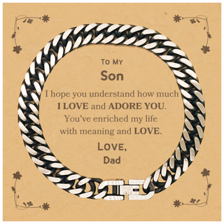 To My Son Cuban Link Chain Bracelet, Sentimental Gifts for Son from Dad, Christmas Birthday Graduation Gifts for Son I hope you understand how much I love and adore you. Love, Dad