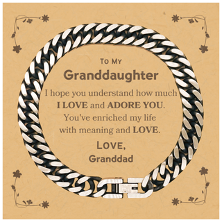 To My Granddaughter Cuban Link Chain Bracelet, Sentimental Gifts for Granddaughter from Granddad, Christmas Birthday Graduation Gifts for Granddaughter I hope you understand how much I love and adore you. Love, Granddad