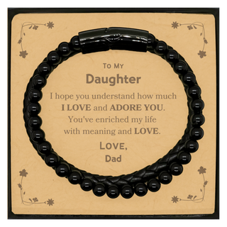 To My Daughter Stone Leather Bracelets, Sentimental Gifts for Daughter from Dad, Christmas Birthday Graduation Gifts for Daughter I hope you understand how much I love and adore you. Love, Dad