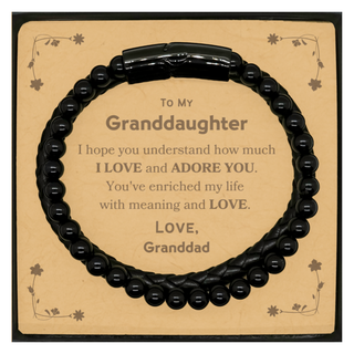 To My Granddaughter Stone Leather Bracelets, Sentimental Gifts for Granddaughter from Granddad, Christmas Birthday Graduation Gifts for Granddaughter I hope you understand how much I love and adore you. Love, Granddad