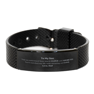 To My Son Black Shark Mesh Bracelet, Sentimental Gifts for Son from Dad, Christmas Birthday Graduation Gifts for Son I hope you understand how much I love and adore you. Love, Dad