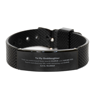 To My Goddaughter Black Shark Mesh Bracelet, Sentimental Gifts for Goddaughter from Goddad, Christmas Birthday Graduation Gifts for Goddaughter I hope you understand how much I love and adore you. Love, Goddad