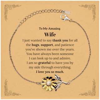 Thank You Wife Gifts, To My Amazing Wife Sunflower Bracelet Birthday Christmas Wedding Blessing Gifts for Wife I am so grateful to have you by my side through everything. I love you so much