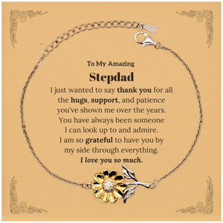 Thank You Stepdad Gifts, To My Amazing Stepdad Sunflower Bracelet Birthday Christmas Wedding Blessing Gifts for Stepdad I am so grateful to have you by my side through everything. I love you so much