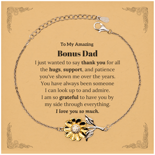 Thank You Bonus Dad Gifts, To My Amazing Bonus Dad Sunflower Bracelet Birthday Christmas Wedding Blessing Gifts for Bonus Dad I am so grateful to have you by my side through everything. I love you so much