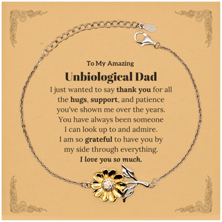 Thank You Unbiological Dad Gifts, To My Amazing Unbiological Dad Sunflower Bracelet Birthday Christmas Wedding Blessing Gifts for Unbiological Dad I am so grateful to have you by my side through everything. I love you so much