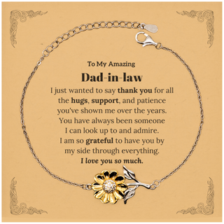 Thank You Dad-in-law Gifts, To My Amazing Dad-in-law Sunflower Bracelet Birthday Christmas Wedding Blessing Gifts for Dad-in-law I am so grateful to have you by my side through everything. I love you so much