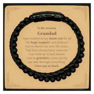 Thank You Grandad Gifts, To My Amazing Grandad Stone Leather Bracelets Birthday Christmas Wedding Blessing Gifts for Grandad I am so grateful to have you by my side through everything. I love you so much