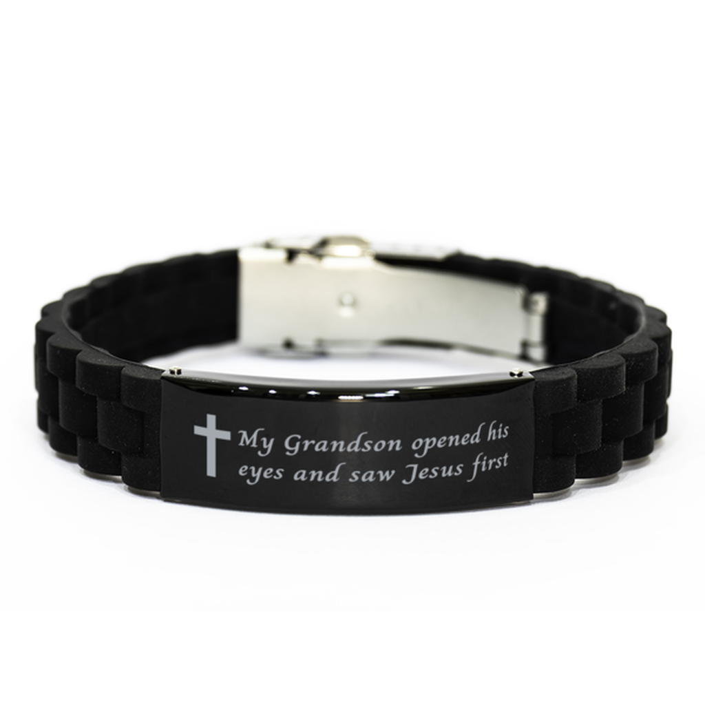 My Grandson opened his eyes and saw Jesus first Bracelets,Stillborn Baby Memorial Bracelet,Miscarry Gift For Dad Mom,Stillbirth Bereavement Gift