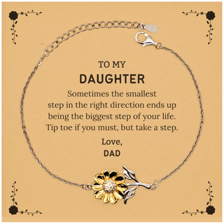 Daughter Graduaion Gifts from Dad, Inspirational Sunflower Bracelet for Daughter Christmas Birthday Motivational Gifts for Daughter Sometimes the smallest step in the right direction ends up being the biggest step of your life. Love, Dad