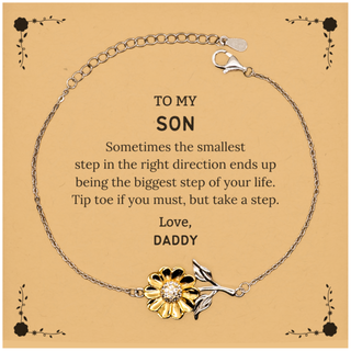 Son Graduaion Gifts from Daddy, Inspirational Sunflower Bracelet for Son Christmas Birthday Motivational Gifts for Son Sometimes the smallest step in the right direction ends up being the biggest step of your life. Love, Daddy