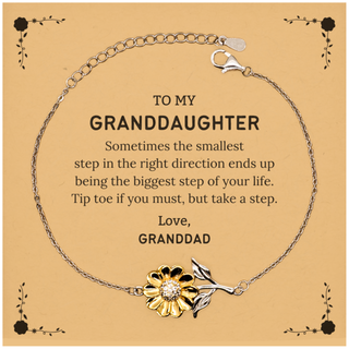 Granddaughter Graduaion Gifts from Granddad, Inspirational Sunflower Bracelet for Granddaughter Christmas Birthday Motivational Gifts for Granddaughter Sometimes the smallest step in the right direction ends up being the biggest step of your life. Love, G