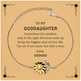 Goddaughter Graduaion Gifts from Goddad, Inspirational Sunflower Bracelet for Goddaughter Christmas Birthday Motivational Gifts for Goddaughter Sometimes the smallest step in the right direction ends up being the biggest step of your life. Love, Goddad