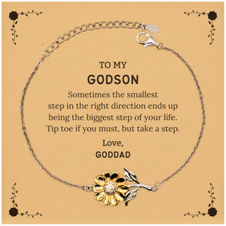 Godson Graduaion Gifts from Goddad, Inspirational Sunflower Bracelet for Godson Christmas Birthday Motivational Gifts for Godson Sometimes the smallest step in the right direction ends up being the biggest step of your life. Love, Goddad