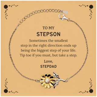 Stepson Graduaion Gifts from Stepdad, Inspirational Sunflower Bracelet for Stepson Christmas Birthday Motivational Gifts for Stepson Sometimes the smallest step in the right direction ends up being the biggest step of your life. Love, Stepdad