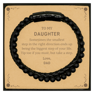 Daughter Graduaion Gifts from Dad, Inspirational Stone Leather Bracelets for Daughter Christmas Birthday Motivational Gifts for Daughter Sometimes the smallest step in the right direction ends up being the biggest step of your life. Love, Dad