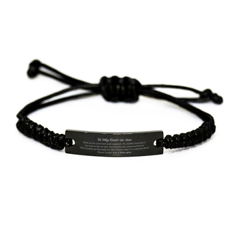 Appreciation Gifts for Dad-in-law, Inspirational Thank you Black Rope Bracelet Gifts for Dad-in-law Birthday Mother's day Father's Day Dad-in-law With you beside me through my life I know that I've truly been blessed. Never forget that I love you