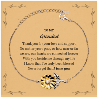 Appreciation Gifts for Grandad, Inspirational Thank you Sunflower Bracelet Gifts for Grandad Birthday Mother's day Father's Day Grandad With you beside me through my life I know that I've truly been blessed. Never forget that I love you