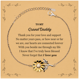 Appreciation Gifts for Grand Daddy, Inspirational Thank you Sunflower Bracelet Gifts for Grand Daddy Birthday Mother's day Father's Day Grand Daddy With you beside me through my life I know that I've truly been blessed. Never forget that I love you