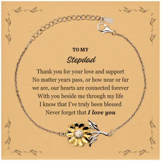 Appreciation Gifts for Stepdad, Inspirational Thank you Sunflower Bracelet Gifts for Stepdad Birthday Mother's day Father's Day Stepdad With you beside me through my life I know that I've truly been blessed. Never forget that I love you