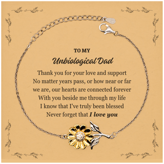 Appreciation Gifts for Unbiological Dad, Inspirational Thank you Sunflower Bracelet Gifts for Unbiological Dad Birthday Mother's day Father's Day Unbiological Dad With you beside me through my life I know that I've truly been blessed. Never forget that I