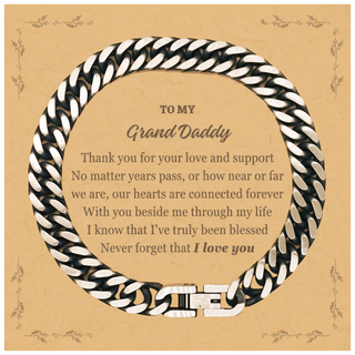 Appreciation Gifts for Grand Daddy, Inspirational Thank you Cuban Link Chain Bracelet Gifts for Grand Daddy Birthday Mother's day Father's Day Grand Daddy With you beside me through my life I know that I've truly been blessed. Never forget that I love you