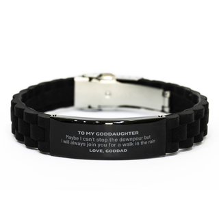 Meaningful Goddaughter Gifts from Goddad, Inspirational Black Glidelock Clasp Bracelet Christmas Birthday Graduation Gifts for Goddaughter Maybe I can't stop the downpour but I will always join you for a walk in the rain. Love, Goddad