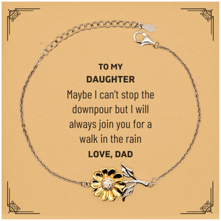 Meaningful Daughter Gifts from Dad, Inspirational Sunflower Bracelet Christmas Birthday Graduation Gifts for Daughter Maybe I can't stop the downpour but I will always join you for a walk in the rain. Love, Dad