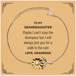 Meaningful Granddaughter Gifts from Granddad, Inspirational Sunflower Bracelet Christmas Birthday Graduation Gifts for Granddaughter Maybe I can't stop the downpour but I will always join you for a walk in the rain. Love, Granddad