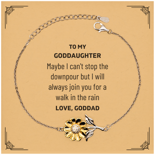 Meaningful Goddaughter Gifts from Goddad, Inspirational Sunflower Bracelet Christmas Birthday Graduation Gifts for Goddaughter Maybe I can't stop the downpour but I will always join you for a walk in the rain. Love, Goddad