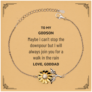 Meaningful Godson Gifts from Goddad, Inspirational Sunflower Bracelet Christmas Birthday Graduation Gifts for Godson Maybe I can't stop the downpour but I will always join you for a walk in the rain. Love, Goddad