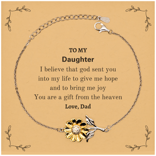 Daughter You are a gift from the heaven. Love, Dad, Daughter Birthday Gifts from Dad, Sunflower Bracelet for Daughter Christmas Graduation Unique Gifts