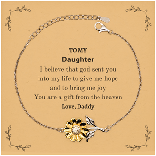 Daughter You are a gift from the heaven. Love, Daddy, Daughter Birthday Gifts from Daddy, Sunflower Bracelet for Daughter Christmas Graduation Unique Gifts