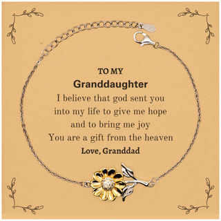 Granddaughter You are a gift from the heaven. Love, Granddad, Granddaughter Birthday Gifts from Granddad, Sunflower Bracelet for Granddaughter Christmas Graduation Unique Gifts