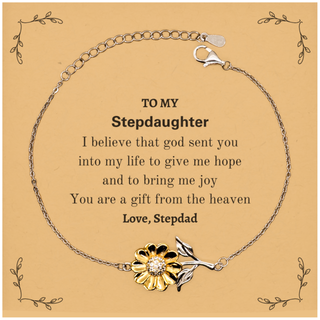 Stepdaughter You are a gift from the heaven. Love, Stepdad, Stepdaughter Birthday Gifts from Stepdad, Sunflower Bracelet for Stepdaughter Christmas Graduation Unique Gifts