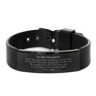 Daughter Black Shark Mesh Bracelet Gift Idea Graduation Christmas Birthday Gifts Daughter from Dad, Daughter When life gets hard and you feel all alone remember that you mean the world to me. Love, Dad