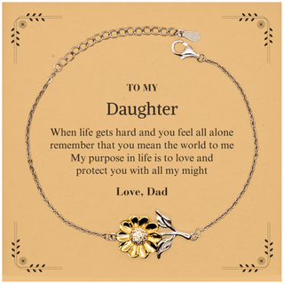 Daughter Sunflower Bracelet Gift Idea Graduation Christmas Birthday Gifts Daughter from Dad, Daughter When life gets hard and you feel all alone remember that you mean the world to me. Love, Dad