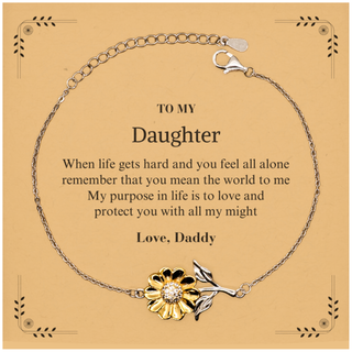 Daughter Sunflower Bracelet Gift Idea Graduation Christmas Birthday Gifts Daughter from Daddy, Daughter When life gets hard and you feel all alone remember that you mean the world to me. Love, Daddy