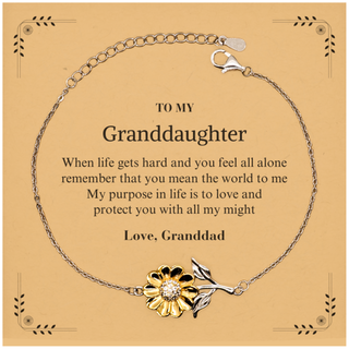 Granddaughter Sunflower Bracelet Gift Idea Graduation Christmas Birthday Gifts Granddaughter from Granddad, Granddaughter When life gets hard and you feel all alone remember that you mean the world to me. Love, Granddad