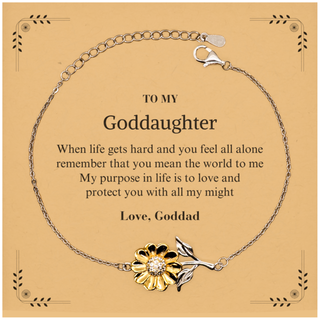 Goddaughter Sunflower Bracelet Gift Idea Graduation Christmas Birthday Gifts Goddaughter from Goddad, Goddaughter When life gets hard and you feel all alone remember that you mean the world to me. Love, Goddad