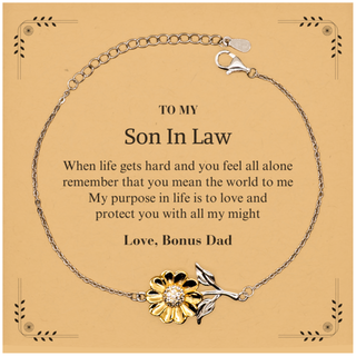 Son In Law Sunflower Bracelet Gift Idea Graduation Christmas Birthday Gifts Son In Law from Bonus Dad, Son In Law When life gets hard and you feel all alone remember that you mean the world to me. Love, Bonus Dad