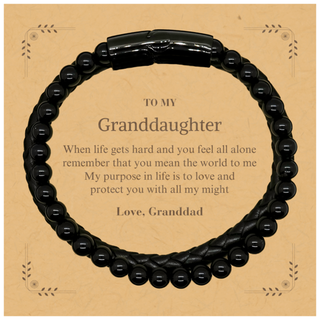 Granddaughter Stone Leather Bracelets Gift Idea Graduation Christmas Birthday Gifts Granddaughter from Granddad, Granddaughter When life gets hard and you feel all alone remember that you mean the world to me. Love, Granddad