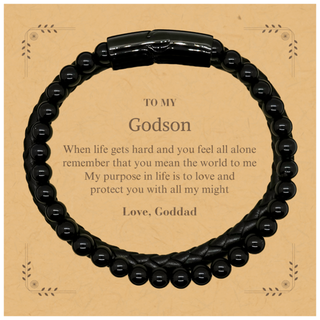 Godson Stone Leather Bracelets Gift Idea Graduation Christmas Birthday Gifts Godson from Goddad, Godson When life gets hard and you feel all alone remember that you mean the world to me. Love, Goddad