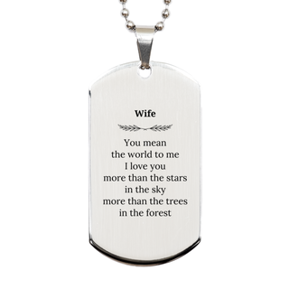 Meaningful Wife Silver Dog Tag Appreciation Gifts for Wife You mean the world to me. I love you more than the stars in the sky Wife Birthday Christmas Mothers Fathers Day