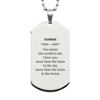 Meaningful Goddad Silver Dog Tag Appreciation Gifts for Goddad You mean the world to me. I love you more than the stars in the sky Goddad Birthday Christmas Mothers Fathers Day