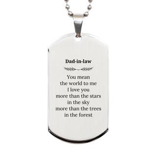 Meaningful Dad-in-law Silver Dog Tag Appreciation Gifts for Dad-in-law You mean the world to me. I love you more than the stars in the sky Dad-in-law Birthday Christmas Mothers Fathers Day