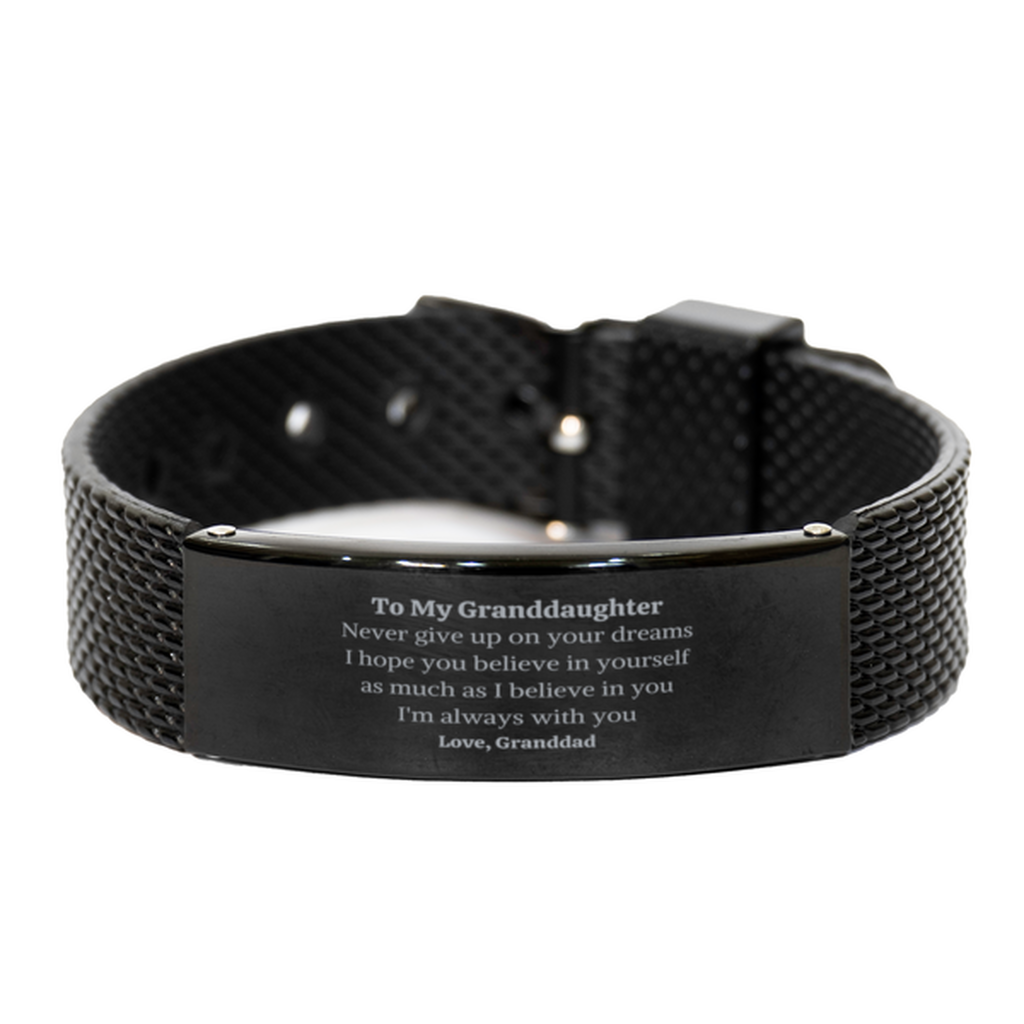 Graduation Granddaughter Black Shark Mesh Bracelet Present from Granddad, Granddaughter Christmas Birthday Gifts Granddaughter Never give up on your dreams. I'm always with you. Love, Granddad